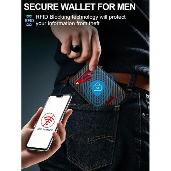 Wallet for Men RFID Wallet with Money Clip, Slim Pop Up Card Holder for 10-12 - Picture 5 of 8